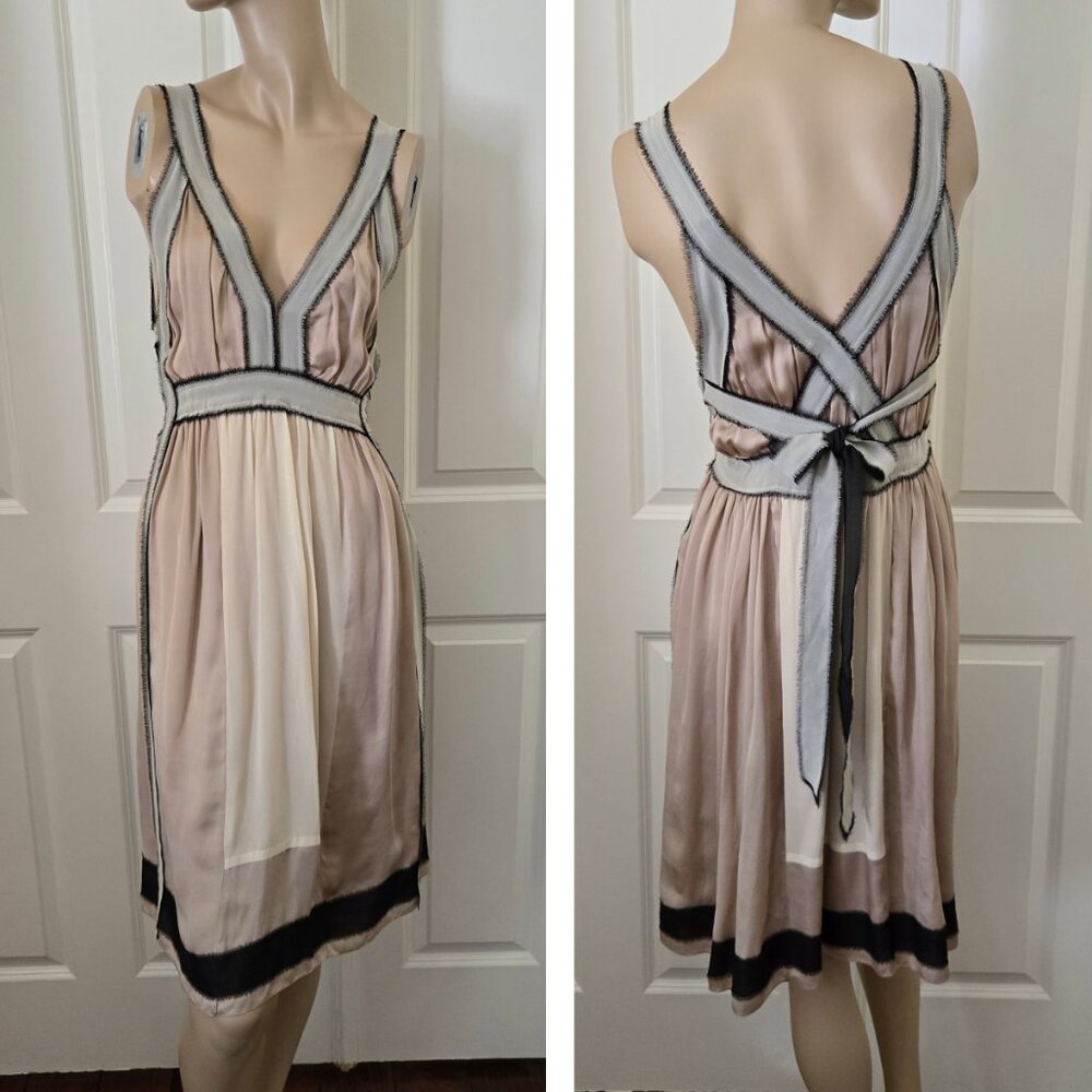 Vanessa Bruno Colorblock 100% Silk Dress SZ 34/XS
